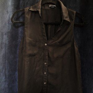 Wet Seal Black Sleeveless Button-up